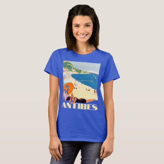 Antibes, Frankrijk Art Deco Reizen Toerisme T-shirt (Voorkant volledig)