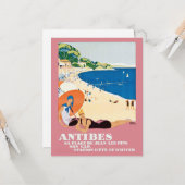 Antibes Frankrijk Beach Vacation Travel Kaart (Voorkant / Achterkant in situ)