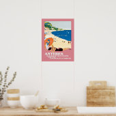 Antibes Frankrijk Beach Vacation Travel Poster (Keuken)