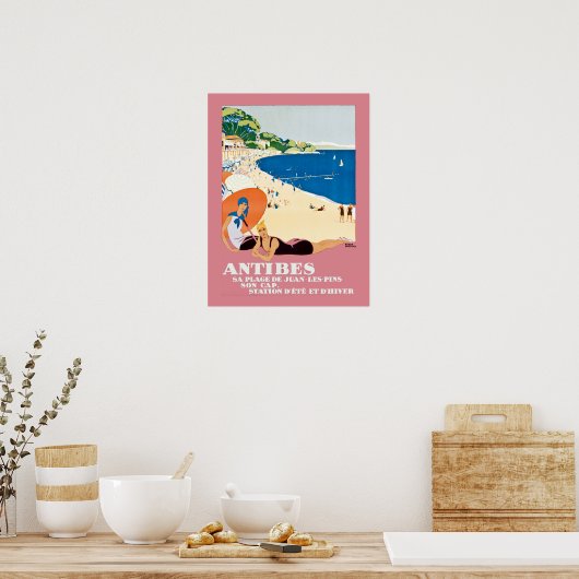  Antibes Frankrijk Beach Vacation Travel Poster (Keuken)