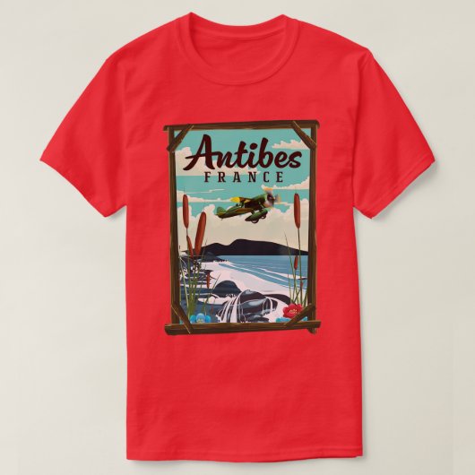 Antibes Frankrijk reisposter T-shirt (Design voorkant)