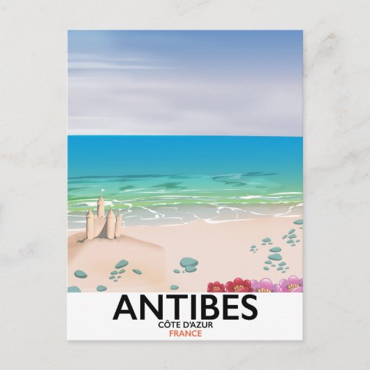 Antibes Frankrijk strandposter Briefkaart (Voorkant)