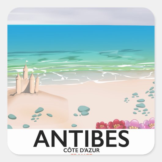Antibes Frankrijk strandposter Vierkante Sticker (Voorkant)
