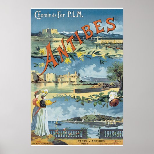 Antibes Vintage Travel Poster (Voorkant)