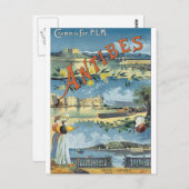 Antibes Vintage Travel Poster Briefkaart (Voorkant / Achterkant)