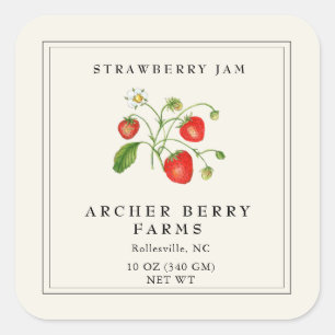 Antic etiket voor aardbeienjam pot
