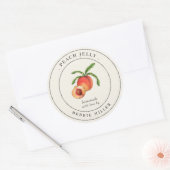 Antic etikett voor perzikjam in pot ronde sticker (Envelop)