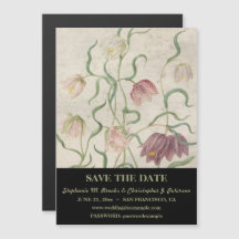 Antic waterverf lelie save-the-date met website
