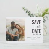 Anticipatory Beige Minimalist Photo Save The Date (Staand voorkant)