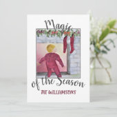 Anticiperende Kerstman met foto Feestdagenkaart (Staand voorkant)