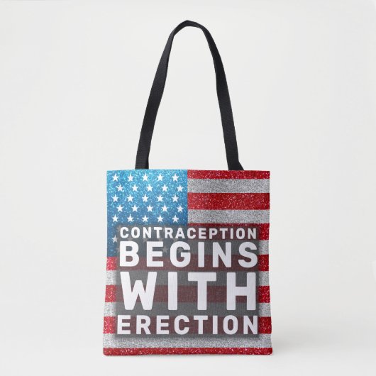 Anticonceptie begint bij erectie Handen af van vro Tote Bag (Voorkant)