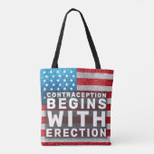 Anticonceptie begint bij erectie Handen af van vro Tote Bag (Achterkant)