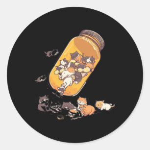 Antidepressivum Cat Pill Bottle - Geestelijke Gezo Ronde Sticker