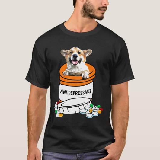 Antidepressivum Corgi Hond T-shirt (Voorkant)
