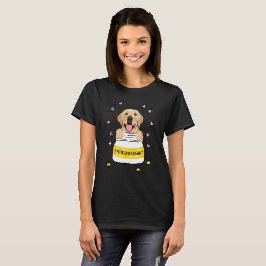 Antidepressivum Golden Retriever Dog Puppy Owner T-shirt (Voorkant volledig)