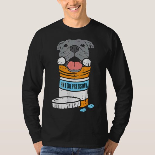 Antidepressivum Pitbull Grappige Hond T-shirt (Voorkant)