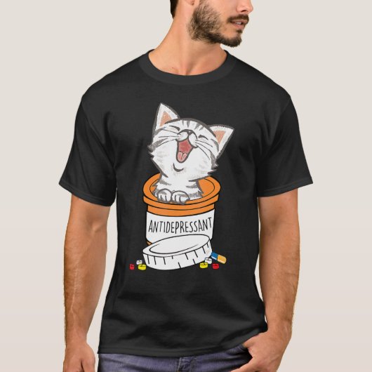 Antidepressivum T-shirt Funny Cat Kitten Lovers (Voorkant)