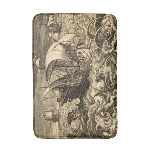 Antiek 1590 schepen en monsters van Zeeen Badmat (Voorkant Verticaal)