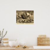 Antiek 1590 Schepen En Zee Monsters Poster (Keuken)