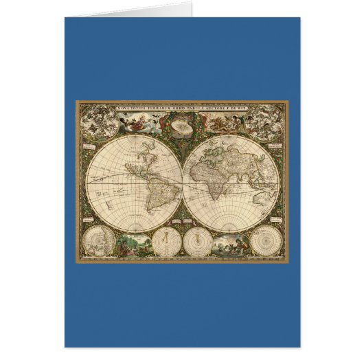 Antiek 1660 Wereldkaart van Frederick de Wit (Voorkant)