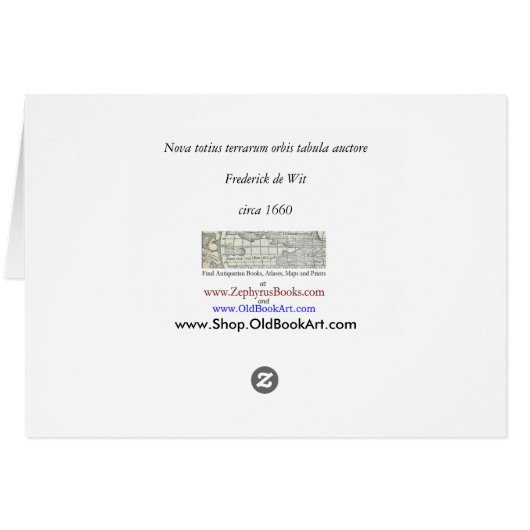 Antiek 1660 Wereldkaart van Frederick de Wit (Achterkant Horizontaal)