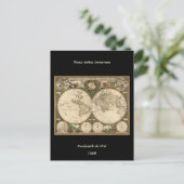 Antiek 1660 Wereldkaart van Frederick de Wit Briefkaart (Staand voorkant)