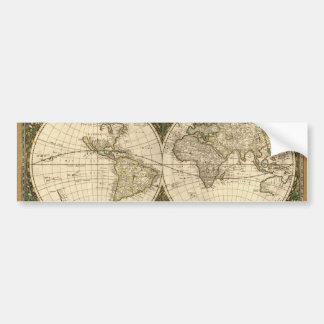 Antiek 1660 Wereldkaart van Frederick de Wit Bumpersticker