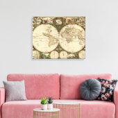 Antiek 1660 Wereldkaart van Frederick de Wit Canvas Afdruk (Insitu (Woonkamer))