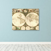 Antiek 1660 Wereldkaart van Frederick de Wit Canvas Afdruk (Insitu (Houten vloer))
