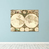 Antiek 1660 Wereldkaart van Frederick de Wit Canvas Afdruk (Insitu (Houten vloer))