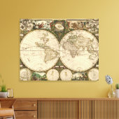 Antiek 1660 Wereldkaart van Frederick de Wit Canvas Afdruk (Insitu (Woonkamer))