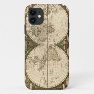 Antiek 1660 Wereldkaart van Frederick de Wit iPhone 11 Hoesje