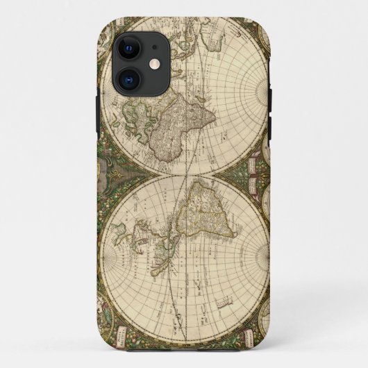 Antiek 1660 Wereldkaart van Frederick de Wit Case-Mate iPhone Case (Achterkant)