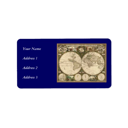 Antiek 1660 Wereldkaart van Frederick de Wit Etiket (Voorkant)