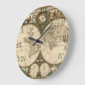 Antiek 1660 Wereldkaart van Frederick de Wit Grote Klok (Hoek)