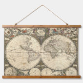 Antiek 1660 Wereldkaart van Frederick de Wit Hangend Wandkleed (Voorkant)