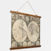 Antiek 1660 Wereldkaart van Frederick de Wit Hangend Wandkleed (Gebogen)