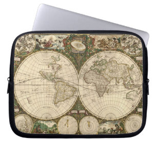 Antiek 1660 Wereldkaart van Frederick de Wit Laptop Sleeve