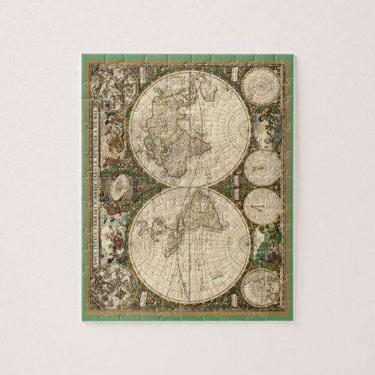 Antiek 1660 Wereldkaart van Frederick de Wit Legpuzzel (Verticaal)