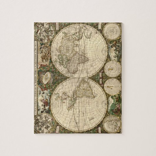 Antiek 1660 Wereldkaart van Frederick de Wit Legpuzzel (Verticaal)