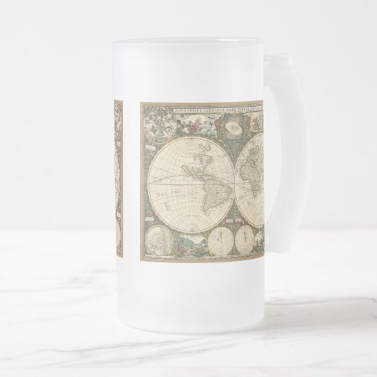 Antiek 1660 Wereldkaart van Frederick de Wit Matglas Bierpul (Voorkant rechts)