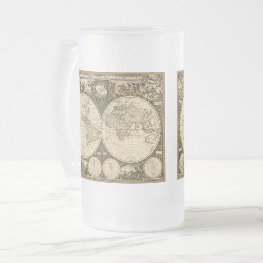 Antiek 1660 Wereldkaart van Frederick de Wit Matglas Bierpul (Voorkant links)