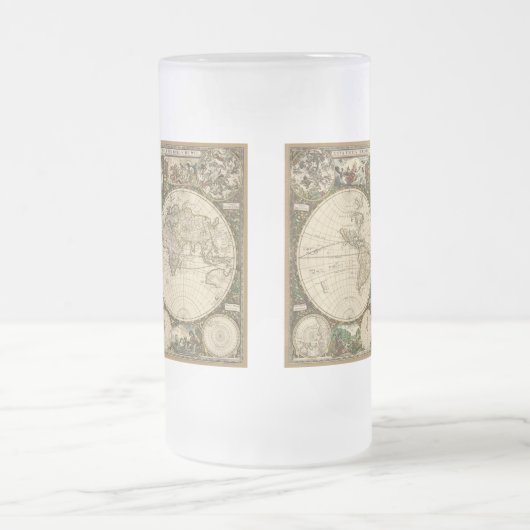 Antiek 1660 Wereldkaart van Frederick de Wit Matglas Bierpul (Center)