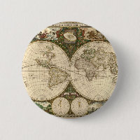 Antiek 1660 Wereldkaart van Frederick de Wit