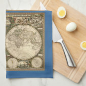 Antiek 1660 Wereldkaart van Frederick de Wit Theedoek (Quarter Fold)