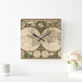 Antiek 1660 Wereldkaart van Frederick de Wit Vierkante Klok (Huis)