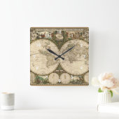 Antiek 1660 Wereldkaart van Frederick de Wit Vierkante Klok (Huis)