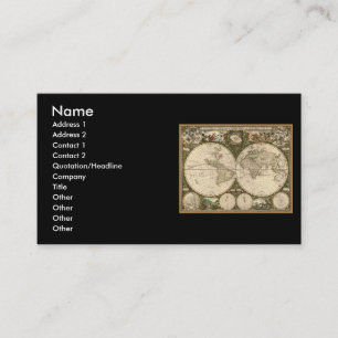 Antiek 1660 Wereldkaart van Frederick de Wit Visitekaartje