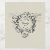 Antiek 1670 Grapevine Cartouche Sjabloon Wijn Etiket (Enkel label)