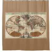 antiek 1691 Sanson-kaart van de wereld Douchegordijn (Voorkant)